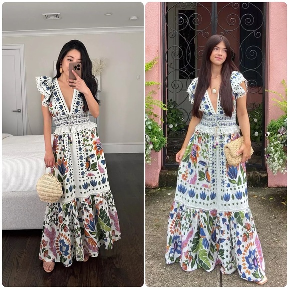 FARM Rio XL Summer Garden Maxi Dress 🌿✨ NWT - Picture 4 of 15